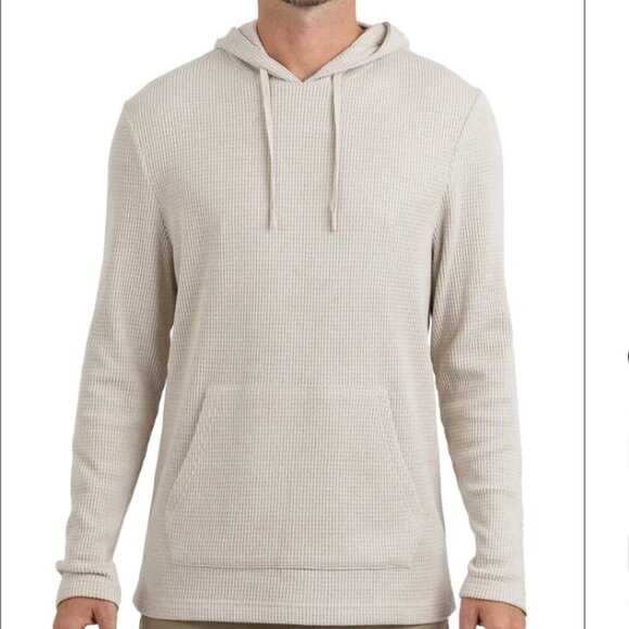 NEW Rainforest Mens M Tan Waffle-Knit Hoodie Ribbed Pullover - Picture 1 of 9